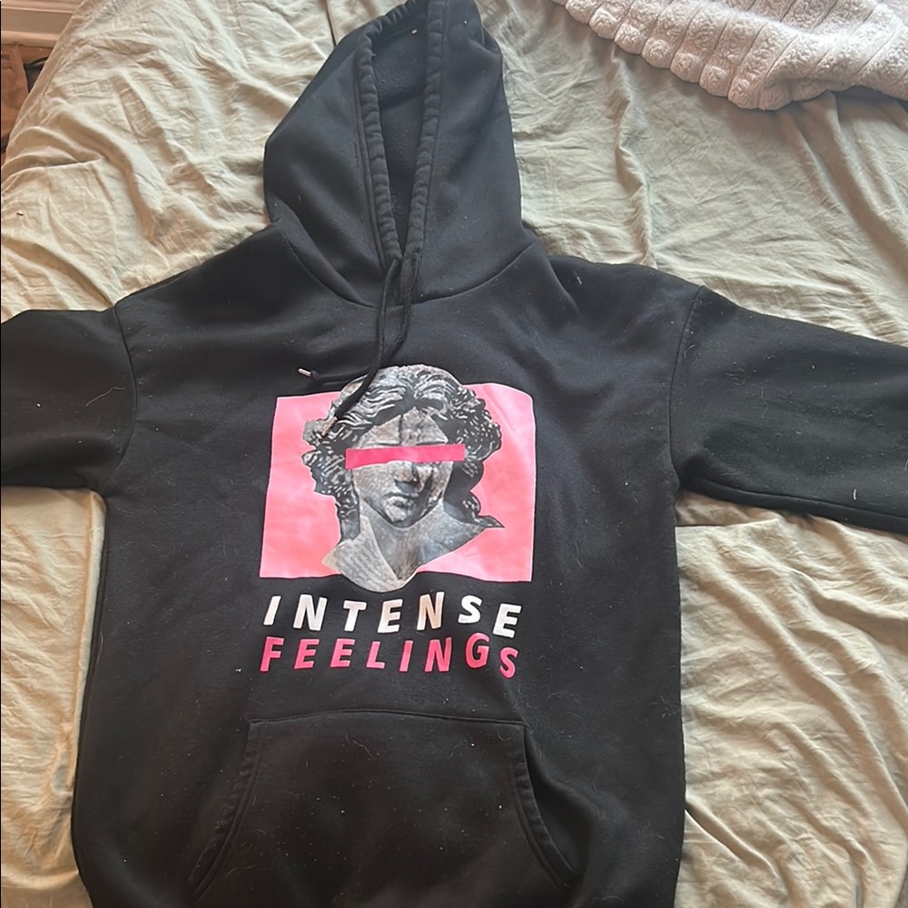 Fashion Nova Black Hoodie with Pink Graphic